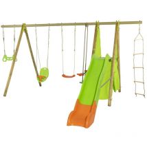 Balançoire en bois poutre métal 2,30 m Techwood impala - 8 enfants