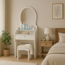 Llb Living Life Bed - Meuble coiffeuse table de maquillage avec miroir tabouret chambre Katrina