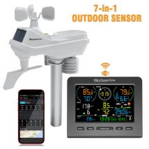 Station meteo 7 en 1 WiFi, surveillance a distance de la temperature, l'humidite, la vitesse du vent, les donnees de prevision