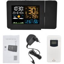 Station météo intérieur/extérieur avec projection - Transmission 60m - Thermomètre/hygromètre numérique - Prédiction météo - Alimentation 100-240V