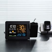 Ineasicer - Drahtlose Wetterstation, Thermometer und Hygrometer mit Sensor, Projektionswetteruhr, Innen-/Außenthermometer mit RCC-Funksteuerung,