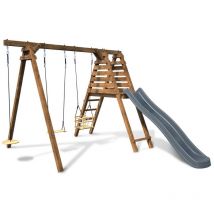 Balançoire Objectif Nature 3 agrès et toboggan Fleur