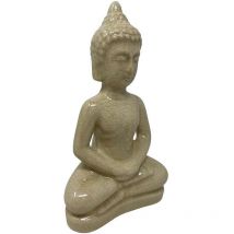 Statua buddha soprammobile decorazione casa statuetta siddharta seduto portafortuna in ceramica 21X11 cm Beige