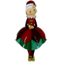 Statua resina signora natale seduta rosso cm17,7x18h32,2