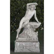 Anaparra - Statue classique en pierre reconstituée Bacchus de Jardin 58x38x105cm. - Peana 60x40x28cm.