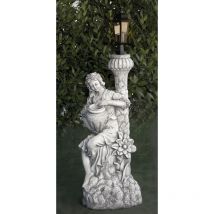 Anaparra - Statue classique en pierre reconstituée Nymphe avec lanterne 40x30x90cm.