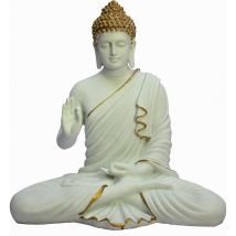 Statue de Bouddha méditant en résine Statue d'idole Murti Statue bouddhiste tibétaine – 36,8 cm de hauteur – Grande taille Décoration d'intérieur