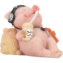 Feiyue - Statue de cochon Mini figurine d'art en résine musicale décontractée et amusante pour décoration d'étagère de table