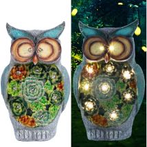 Statue de hibou de jardin à énergie solaire, 10 lumières led, ornements pour cour, pelouse, printemps, pâques, décorations intérieures et
