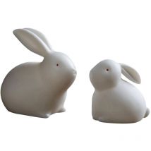 Feiyue - Statue de lapin 2 pièces Adorables figurines de lapin en céramique Figurines de lapin en céramique Statues d'animaux en céramique