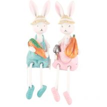 Feiyue - Statue de lapin en résine peinte à la main, décoration de la maison