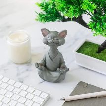 Fei Yu - Statue de méditation Statue de Chat Zen Yoga Décoration Figure Résine Méditation Yoga Décor Feng Shui Ornement Sculpture Collection