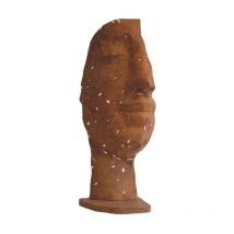 Statue demi-visage métal mosaïque 101 cm - Brun