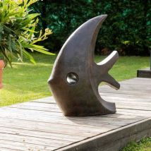 Wanda Collection - Statue design de jardin poisson 78 cm brun