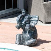 Wanda Collection - Statue éléphant patiné gris assis 80 cm