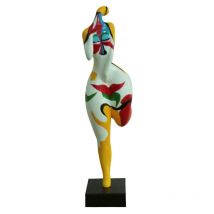 Statue femme tête en l'air et peinture abstraite H59 cm - WOMAN FACE