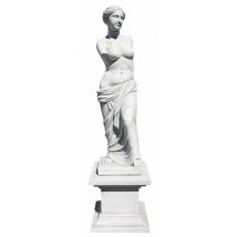 Anaparra - Statue Gretta Dame avec piédestal 42x42x206cm. Béton Gris Pierre