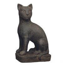 Jardinex - Statue jardin chat assis 45 cm - Gris anthracite 45 cm