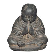 Statue jardin moine bouddhiste assis (grand format) - Gris 47 cm