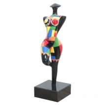 Meubletmoi - Statue silhouette femme debout avec formes multicolores H34 cm - shape