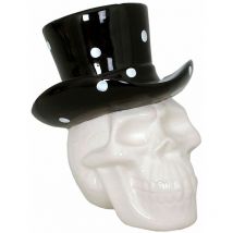 Statuette en céramique Crâne chapeauté