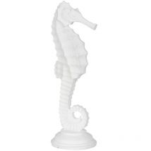 Statuette hippocampe en résine blanche 31 cm