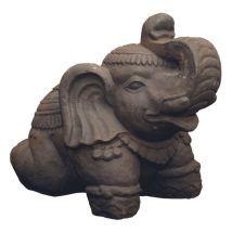 Jardinex - Statuette Jardin Éléphant Sacré 30 Cm - Gris Anthracite 30 Cm