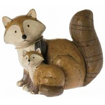 Riverdale - Statuette Renards de décoration en résine aspect bois