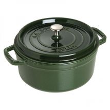 Cocotte en Fonte Émaillée avec Couvercle, Tous feux dont induction, 5 à 7 personnes, Ronde, 28 cm, 6,70 l, 7,7 kg, Vert/Basilic - Staub