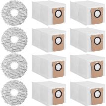 Staubbeutel Mopp Wischtücher für Xiaomi X20+/Dreame X40 Ultra/L20 Ultra/L10s Ultra, 8 Staubbeutel 4 Nasses Wischpad, 2,5L großer Kapazität
