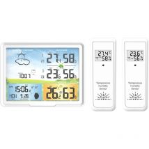 Odipie - Stazione Meteo Wireless con 2 Sensori Esterni, Radiosveglia Sveglia per Interni ed Esterni Temperatura e Umidità dell'Aria Stazione Meteo