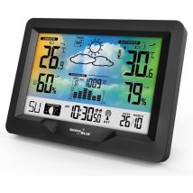 Green Blue Gb540 Stazione Meteo Con Display A Colori, Orologio Radiocontrollato Dcf, Temperatura Interna Ed Esterna, Previsioni Meteo, Fasi Lunari, 