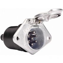 Steckdose 7-polig 24V 15A Metall mit Deckel - Silber