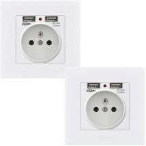 2er Set Steckdose Mit 2 Usb Ports 5v 2.1a – Usb Wandsteckdose