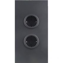 Caressi Ecksteckdose 2ST220 - Steckdose 2fach für die vertikale Montage in einer Ecke, Edelstahl schwarz, 230V