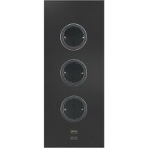 Caressi - Steckdosenelement 3ST29 3 Schukosteckdosen 2 USB-Charger schwarz