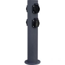 Heitronic - Steckdosensäule Outdoor 4 Fach Gartensteckdose für den Außenbereich Stromsäule, Edelstahl Verteiler anthrazit, DxH 7,6x45 cm, Garten