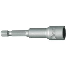 Stecknuss-Bit 65 mm mit Dauermagnet 7 mm – Außensechskant – Zink phosphatiert – für Akkuschrauber
