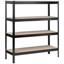 Schulte Regalwelt Schwerlastregal Mit 4 Holzböden, 180x100x40 Cm (hxbxt), Traglast Pro Ebene Ca. 150 Kg, Schwarz-struktur, Lagerregal, Kellerregal, 