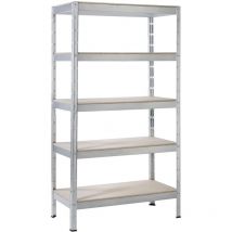 Schulte Regalwelt Schwerlastregal Mit 5 Holzböden, 180x90x40 Cm (hxbxt), Traglast Pro Ebene Ca. 90 Kg, Verzinkt, Lagerregal, Kellerregal, 