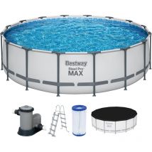 Steel Pro MAX Frame Pool Komplett-Set mit Filterpumpe Ø 488 x 122 cm , lichtgrau, rund