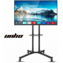 Steel tv Floor Display Stand Trolley on wheels Mobile With Shelf To 600x400 vesa