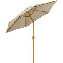 Steel Wood Effect Parasol 2m - Taupe
