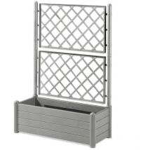 Bac a fleur Italia - rectangulaire avec treillis stone gris - Stefanplast