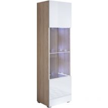 Stehende Vitrineschrank mit 2cm Füsse mit led Hängeschrank Vitrinenschrank Vitrine Wohnzimmer 1 Tür 4 Fächer 40x167x29cm Modell Luke V6 Sonma Matt