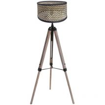 Stehlampe - Triek - schwarz - bambus holz - ø 75cm - - Mexlite