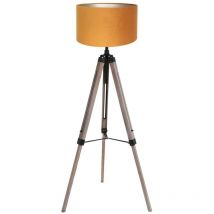 Stehlampe - Triek - schwarz - holz veloursstoff - ø - Mexlite