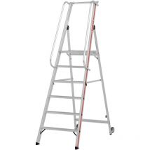 Hymer Plattformleiter mit Kipprollen und langem Handlauf, 12 Stufen, Standhöhe 2,80 m