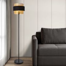 Stehleuchte Albans – 1 x E27, max. 60W – Metall, Kunststoff, Textil – Schwarz / Gold – 160 x 30 cm