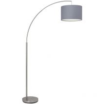 Lampe Clarie Bogenstandleuchte 1,8m eisen/grau 1x A60, E27, 60W, geeignet für Normallampen (nicht enthalten) Mit Fußschalter - Brilliant